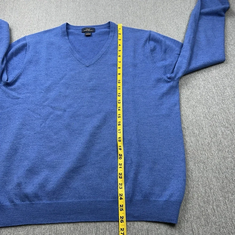 Brooks Brothers 346 Merino Wool Blend Mens Large Blue VNeck Sweater Long Sleeve - Picture 6 of 11